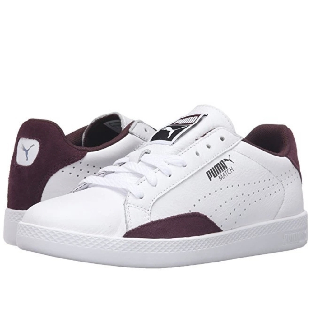 White and Burgundy Sneakers